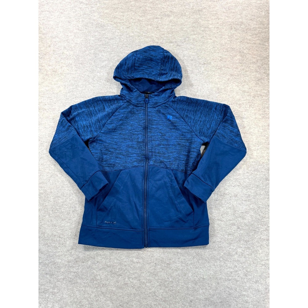 Russell Athletic Hoodie Boys XL (14-16) Blue Fleece Lined Raglan Sleeve Full Zip